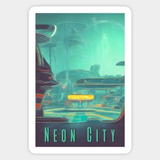 Vintage neon city | Retro futurism Sticker